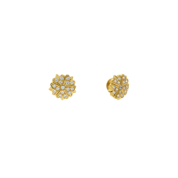 22K Yellow Gold Dangling & Detailed Stud Earrings W/ Cubic Zirconia, 7.8grams | 


A tiny gold earpiece that goes with anything in your wardrobe!The universal 22K yellow gold ea...