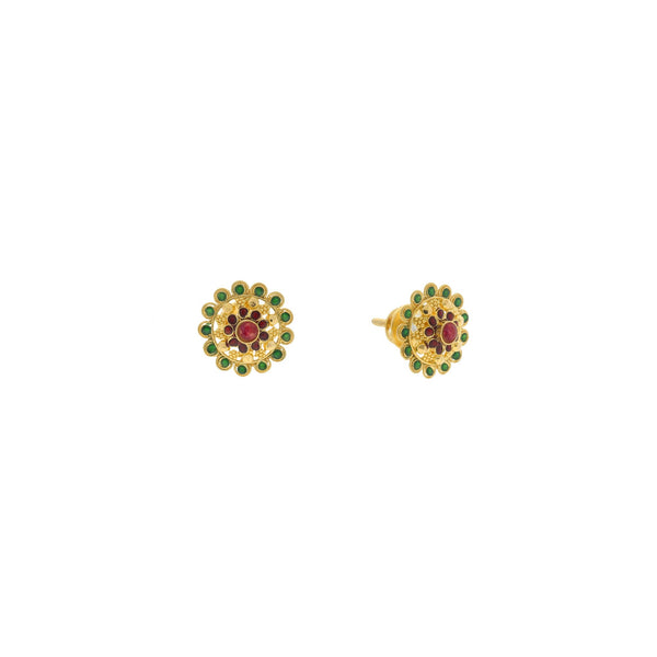 22K Yellow Gold Stud Earrings Finely Deatiled W/ Emerald & Rubies, 4.2 grams | 


This 22K yellow gold earrings with the fine design looks very aesthetic and appealing and is f...