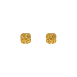 22K Yellow Gold Exotic Square Shaped Stud Earrings, 3.7 grams