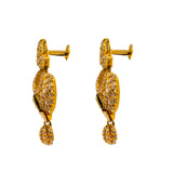 22K Yellow Gold Chandbali Earrings W/ Rubies, Emeralds CZ Gems & teardrop Accents |  22K Yellow Gold Chandbali Earrings W/ Rubies, Emeralds CZ Gems & teardrop Accents for women....