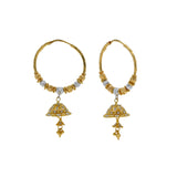 22K Multi Tone Gold Hoop Earrings W/ Hammered Gold Beads & Jhumki Drops | 


Blend various designs and gold colors to discover some of the most unique designs such as this...