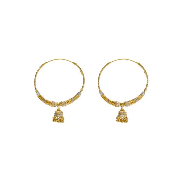 22K Multi Tone Gold Hoop Earrings W/ Shambala Beads, Gold Caps & Jhumki Drops | 


Elevate your style in the brilliant designs of gold and unique patterns such as this elegant p...