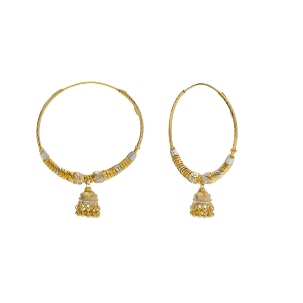 22K Multi Tone Gold Hoop Earrings W/ Shambala Beads, Gold Caps & Jhumki Drops | 


Elevate your style in the brilliant designs of gold and unique patterns such as this elegant p...