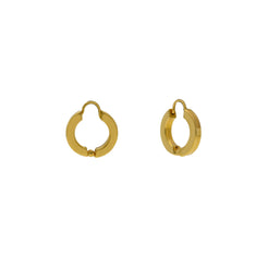 22K Yellow Gold Mini Hoop Earrings W/ Center Gold Ball
