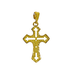 22K Yellow Gold Holy Cross Pendant W/ Budded Cross Design