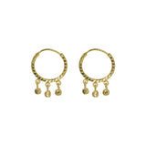 22K Yellow Gold Hoop Earrings for Kids W/ Hanging Gold Ball Details |  22K Yellow Gold Hoop Earrings for Kids W/ Hanging Gold Ball Details. Add a bit of golden radianc...