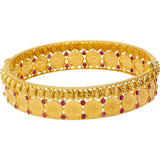 22K Gold & Ruby Temple Kasu Bangles | Look and feel like a royalty in our 22K Gold & Ruby Temple Medallion Bangles. These luxurious...