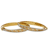 22K Multi Tone Gold Laser Bangles Set of 2 W/ Grecian Leaf Design & Layered Bands | 



The beauty of faceted design is the main ingredient for statement pieces like this 22K multi ...