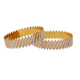 22K Multi Tone Gold Laser Bangles Set of 2 W/ Diagonal Diamond Cutting Accents | 



Be boldly embellished with the radiance of the finest blend of gold with this set of 22K mult...