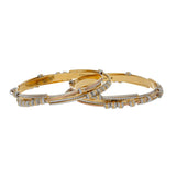 22K Multi Tone Gold Laser Bangles Set of 2 W/ Multi Layer Bands & Textured Gold Ball Beads | 



Create bold depths of golden layers to complement your chicest attire with pieces like this s...