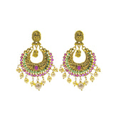 An image of the embellished Haathee 22K gold earrings from Virani Jewelers. | Find a new way to express your love for your culture with the Haathee antique 22K gold necklace s...