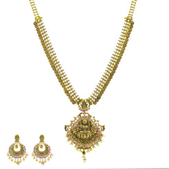 An image of the Haathee Laxmi 22K gold necklace set from Virani Jewelers.