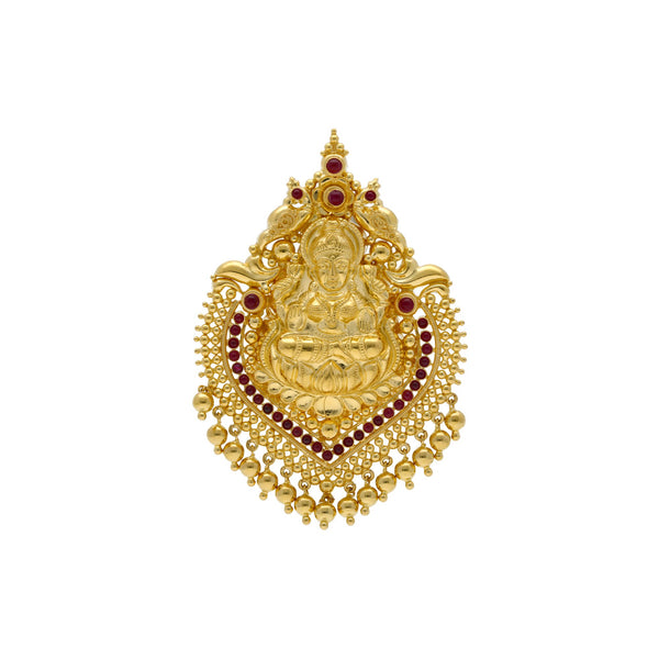 22K Yellow Gold Laxmi Pendant W/ Rubies & Drop Gold Balls | 


Blend the significance of culture with the radiance of gold and precious gems like this most s...