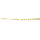 An image of the hook-in-eye clasp on the Anjali 22K gold necklace from Virani Jewelers. | Show off your culture in a fun and festive way with this gorgeous 22K gold necklace set from Vira...