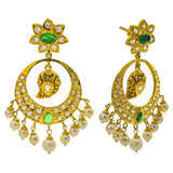  A side view of the post on the Anjali 22K gold earrings from Virani Jewelers. | Show off your culture in a fun and festive way with this gorgeous 22K gold necklace set from Vira...