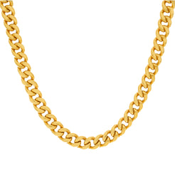 A closeup image showing the Cuban links on the 22K gold chain from Virani Jewelers.