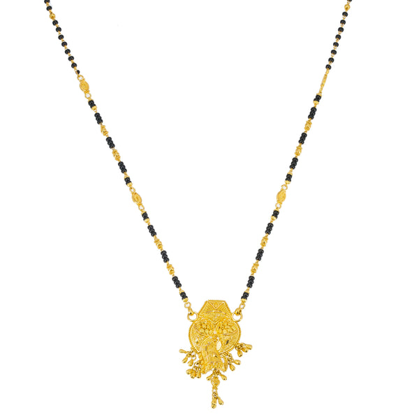 22K Yellow Gold Mangalsutra Necklace W/ Abstract Pendant | Accentuate your look with this bold and unique 22K yellow gold Mangalsutra necklace from Virani J...