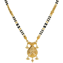 An image of a double-stranded gold Indian necklace with a large pendant from Virani Jewelers