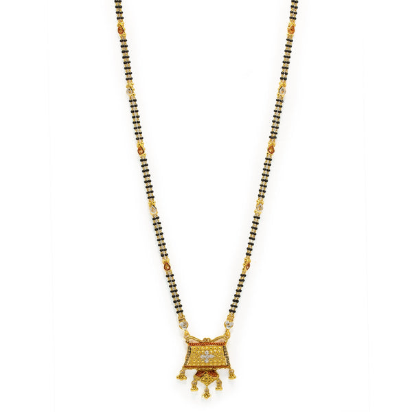 22K Yellow Gold Mangalsutra Beaded Chain Necklace W/ Meenakari Designs & Beaded Filigree |  22K Yellow Gold Mangalsutra Beaded Chain Necklace W/ Meenakari Designs & Beaded Filigree for...