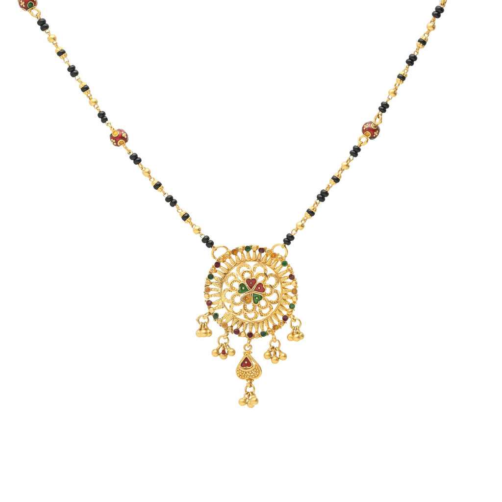 22K Gold Aditi Mangalsutra Chain Necklace | 


Our 22K Gold Aditi Mangalsutra Chain Necklace is the perfect understated bridal piece. The dec...