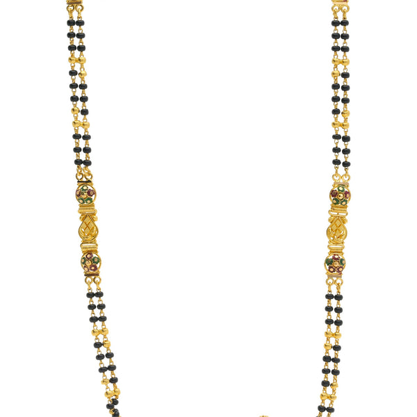 22K Gold Mangalsutra Black Beads Chain, Length 30inches | 


Something trendy for the newly-wed; This 22K gold Mangalsutra chain with black beads from Vira...