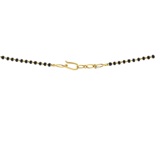 An image of the hook-in-eye clasp on the 22K Gold Mangalsutra Chain from Virani Jewelers. | Fall in love with the simple elegance of the 22K Gold Mangalsutra Chain from Virani Jewelers!

Pe...