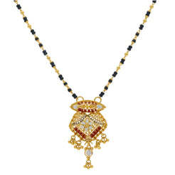 An image of a 22K yellow gold necklace with black beads from Virani Jewelers