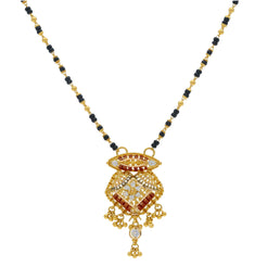 An image of a 22K yellow gold necklace with black beads from Virani Jewelers