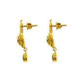 22K Yellow Gold Necklace & Earrings Set W/ Kundan & Matte Finish Round Pendants |  22K Yellow Gold Necklace & Earrings Set W/ Kundan & Matte Finish Round Pendants for wome...