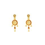 22K Yellow Gold Meenakari Necklace and Earrings Set | Treat yourself to luxury with this beautiful 22K gold necklace set from Virani Jewelers!

Designe...