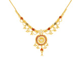 22K Yellow Gold Meenakari Necklace and Earrings Set | Treat yourself to luxury with this beautiful 22K gold necklace set from Virani Jewelers!

Designe...