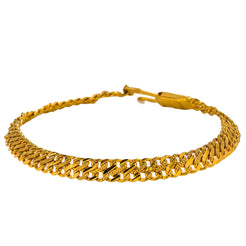 22K Yellow Gold Men's Bracelet W/ Double Curb Link