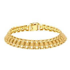22K Yellow Gold Men's Watch Band Bracelet W/ Curved Tubular Links