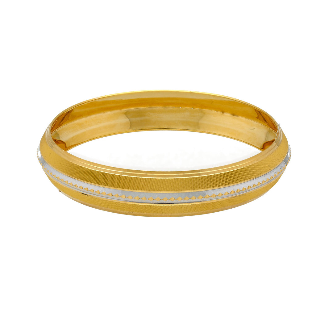 22K Multi Tone Men's Domed Kada Bangle W/ Centered White Gold Stripe | 


Add a much needed touch of classic gold to your masculine-chic attire with the smooth lines of...