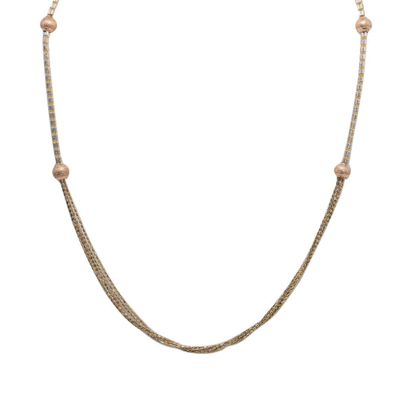 22K Multi Tone Gold Chain W/ Speckled Rose Gold Balls & Draped Column Bead Strands |  22K Multi Tone Gold Chain W/ Speckled Rose Gold Balls & Draped Column Bead Strands for women...