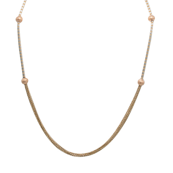 22K Multi Tone Gold Chain W/ Textured Balls & Draped Rounded Column-Bead Strands |  22K Multi Tone Gold Chain W/ Textured Balls & Draped Rounded column-Bead Strands, 15.9 Grams...