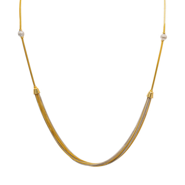 22K Multi Tone Gold Chain W/ Yellow & White Gold Draped Chain Accent |  22K Multi Tone Gold Chain W/ Yellow & White Gold Draped Link Chain Accent for women. This be...