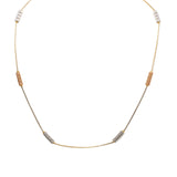 22K Multi Tone Gold Chain W/ White & Rose Gold Detailed Pipe Beads, Size 18.5 |  22K Multi Tone Gold Chain W/ White & Rose Gold Detailed Pipe Beads, Size 18.5 for women. Thi...