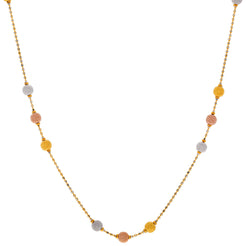An image of the multi-tone beads on the 22K gold chain from Virani Jewelers.