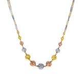 An image of the beautiful 22K gold necklace in three colors from Virani Jewelers. | Add color and style to your wardrobe with this unique 22K white, yellow, and rose gold chain from...