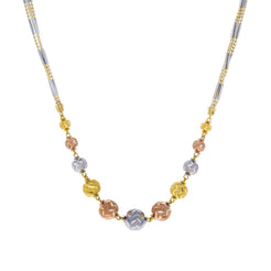 An image of the beautiful 22K gold necklace in three colors from Virani Jewelers.