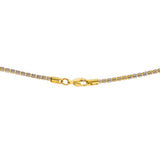 An image of the lobster claw clasp of the 22K gold multi color necklace from Virani Jewelers. | Add color and style to your wardrobe with this unique 22K white, yellow, and rose gold chain from...