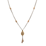 22K Multi Tone Gold Chain Necklace W/ CZ Gemstones & Teardrop Tassel Pendant |  22K Multi Tone Gold Chain Necklace W/ CZ Gemstones & Teardrop Tassel Pendant for women. This...