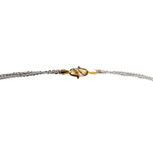22K Multi Tone Gold Chain Necklace W/ CZ Gemstones & Teardrop Tassel Pendant |  22K Multi Tone Gold Chain Necklace W/ CZ Gemstones & Teardrop Tassel Pendant for women. This...