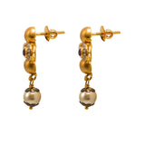 22K Yellow Gold Necklace And Earrings Set W/ Rubies, Emeralds, CZ Stone Jewelry, Pearls & Smooth Gold Balls |  22K Yellow Gold Necklace And Earrings Set W/ Rubies, Emeralds, CZ Stone Jewelry, Pearls & Sm...