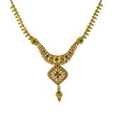 22K Yellow Gold Meenakari Necklace Set W/ Beaded Filigree & Rhombus Pendants | Enter into every room with statement pieces that speak before you do, such as this exquisite 22K ...