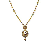 22K Yellow Gold Meenakari Necklace Set W/ Ball Chain & Chandbali Pendants | Enter into every room with statement pieces that speak before you do, such as this exquisite 22K ...