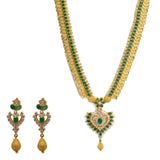 22K Yellow Gold Necklace & Earrings Set W/ Emeralds, CZ Gems & Large Heart Pendants |  22K Yellow Gold Necklace & Earrings Set W/ Emeralds, CZ Gems & Large Heart Pendants for ...
