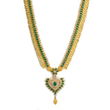 22K Yellow Gold Necklace & Earrings Set W/ Emeralds, CZ Gems & Large Heart Pendants |  22K Yellow Gold Necklace & Earrings Set W/ Emeralds, CZ Gems & Large Heart Pendants for ...