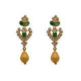 22K Yellow Gold Necklace & Earrings Set W/ Emeralds, CZ Gems & Large Heart Pendants |  22K Yellow Gold Necklace & Earrings Set W/ Emeralds, CZ Gems & Large Heart Pendants for ...